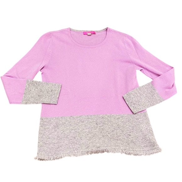 Lilly Pulitzer rica cashmere lilac Gray colorblock Crew Neck sweater medium - Picture 4 of 13